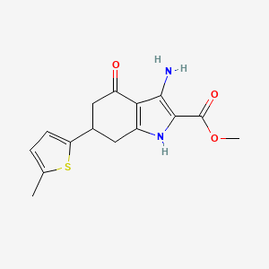 molecular formula C15H16N2O3S B1429641 methyl 3-amino-6-(5-methyl-2-thienyl)-4-oxo-4,5,6,7-tetrahydro-1H-indole-2-carboxylate CAS No. 1428139-08-5
