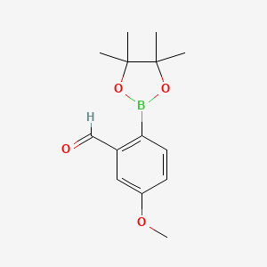 molecular formula C14H19BO4 B1429711 5-Methoxy-2-(4,4,5,5-tetramethyl-1,3,2-dioxaborolan-2-YL)benzaldehyde CAS No. 1132669-90-9
