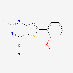 molecular formula C14H8ClN3OS B1429737 2-Chloro-6-(2-methoxyphenyl)thieno[3,2-d]pyrimidine-4-carbonitrile CAS No. 1407180-82-8
