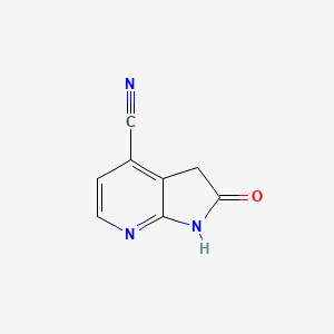 molecular formula C8H5N3O B1429768 2-oxo-1H,2H,3H-pyrrolo[2,3-b]pyridine-4-carbonitrile CAS No. 1190313-69-9