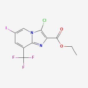 molecular formula C11H7ClF3IN2O2 B1429785 Ethyl 3-chloro-6-iodo-8-(trifluoromethyl)imidazo[1,2-A]pyridine-2-carboxylate CAS No. 1363405-48-4