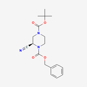 molecular formula C18H23N3O4 B1429798 (R)-1-Cbz-4-boc-2-cyanopiperazine CAS No. 1374669-63-2