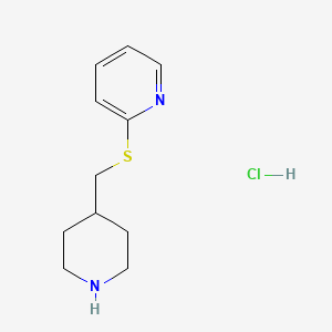 molecular formula C11H17ClN2S B1429834 2-(Piperidin-4-ylmethylsulfanyl)-pyridine hydrochloride CAS No. 745066-45-9
