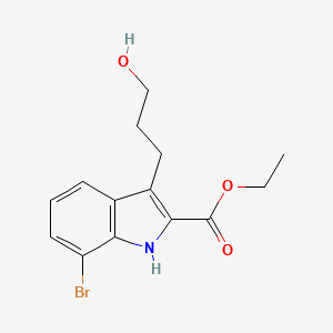 molecular formula C14H16BrNO3 B1429854 ethyl 7-bromo-3-(3-hydroxypropyl)-1H-indole-2-carboxylate CAS No. 1073067-97-6