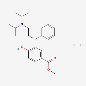 molecular formula C23H32ClNO3 B1429894 3-[(1R)-3-[Bis(1-methylethyl)amino]-1-phenylpropyl]-4-hydroxybenzoic acid methyl ester hydrochloride CAS No. 214600-45-0