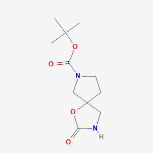 molecular formula C11H18N2O4 B1429897 Tert-butyl 2-oxo-1-oxa-3,7-diazaspiro[4.4]nonane-7-carboxylate CAS No. 1642899-83-9
