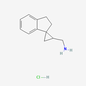 molecular formula C12H16ClN B1429940 2',3'-Dihydrospiro[cyclopropane-1,1'-indene]-3-ylmethanamine hydrochloride CAS No. 1384431-36-0