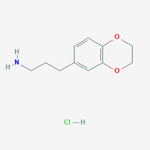 molecular formula C11H16ClNO2 B1429942 3-(2,3-Dihydro-1,4-benzodioxin-6-yl)propan-1-amine hydrochloride CAS No. 1384596-33-1