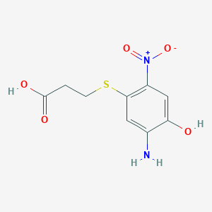 molecular formula C9H10N2O5S B14299516 3-[(5-Amino-4-hydroxy-2-nitrophenyl)sulfanyl]propanoic acid CAS No. 112303-53-4