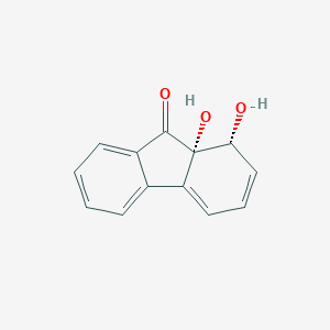 molecular formula C13H10O3 B142997 9H-芴-9-酮，1,9a-二氢-1,9a-二羟基-，顺式-(+)- CAS No. 149231-15-2