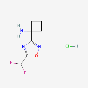 molecular formula C7H10ClF2N3O B1429984 1-[5-(Difluoromethyl)-1,2,4-oxadiazol-3-yl]cyclobutan-1-amine hydrochloride CAS No. 1423029-04-2
