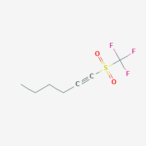 molecular formula C7H9F3O2S B14299841 1-Hexyne, 1-[(trifluoromethyl)sulfonyl]- CAS No. 119353-19-4