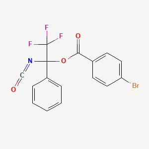 molecular formula C16H9BrF3NO3 B14300090 Benzoic acid, 4-bromo-, 2,2,2-trifluoro-1-isocyanato-1-phenylethyl ester CAS No. 113445-97-9