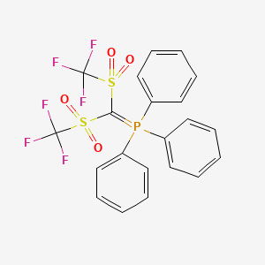 molecular formula C21H15F6O4PS2 B14300130 Phosphorane, [bis[(trifluoromethyl)sulfonyl]methylene]triphenyl- CAS No. 113279-92-8
