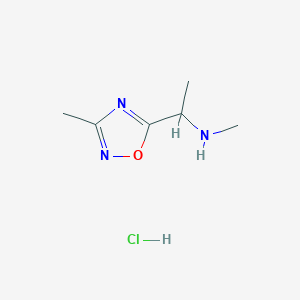molecular formula C6H12ClN3O B1430015 甲基[1-(3-甲基-1,2,4-噁二唑-5-基)乙基]胺盐酸盐 CAS No. 1432680-05-1