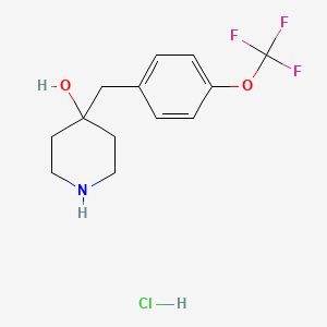 molecular formula C13H17ClF3NO2 B1430026 4-{[4-(三氟甲氧基)苯基]甲基}哌啶-4-醇盐酸盐 CAS No. 1432681-24-7