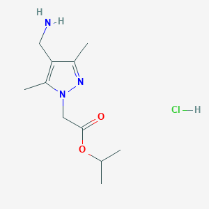 molecular formula C11H20ClN3O2 B1430033 propan-2-yl 2-[4-(aminomethyl)-3,5-dimethyl-1H-pyrazol-1-yl]acetate hydrochloride CAS No. 1427379-63-2
