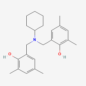 molecular formula C24H33NO2 B14300388 Phenol, 2,2'-[(cyclohexylimino)bis(methylene)]bis[4,6-dimethyl- CAS No. 118980-75-9