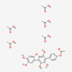 molecular formula C30H34O18 B14300419 Acetic acid;[4-(1,2,4,7,8-pentahydroxydibenzofuran-3-yl)phenyl] acetate CAS No. 112209-51-5