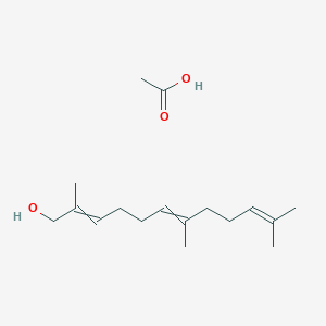 molecular formula C17H30O3 B14300430 Acetic acid;2,7,11-trimethyldodeca-2,6,10-trien-1-ol CAS No. 112054-86-1