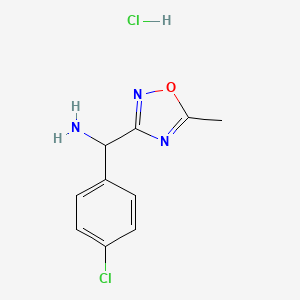 molecular formula C10H11Cl2N3O B1430045 (4-Chlorophenyl)(5-methyl-1,2,4-oxadiazol-3-yl)methanamine hydrochloride CAS No. 1427379-58-5