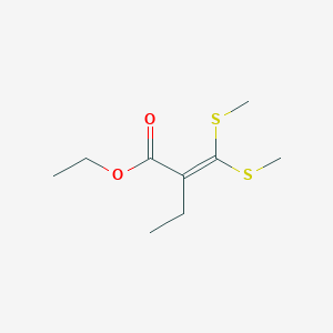 molecular formula C9H16O2S2 B14300532 Ethyl 2-[bis(methylsulfanyl)methylidene]butanoate CAS No. 124658-66-8