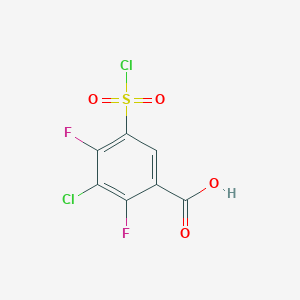 molecular formula C7H2Cl2F2O4S B1430055 3-Chloro-5-(chlorosulfonyl)-2,4-difluorobenzoic acid CAS No. 1443980-60-6