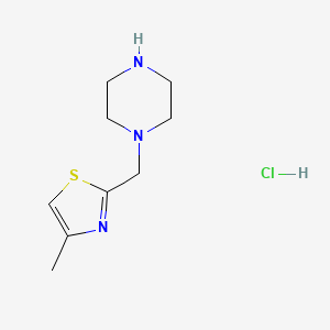 molecular formula C9H16ClN3S B1430061 1-[(4-Methyl-1,3-thiazol-2-yl)methyl]piperazine hydrochloride CAS No. 1351642-23-3