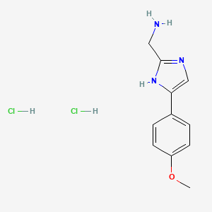 molecular formula C11H15Cl2N3O B1430065 {[4-(4-methoxyphenyl)-1H-imidazol-2-yl]methyl}amine dihydrochloride CAS No. 1351661-47-6