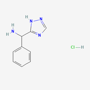 molecular formula C9H11ClN4 B1430075 phenyl(4H-1,2,4-triazol-3-yl)methanamine hydrochloride CAS No. 1432680-52-8