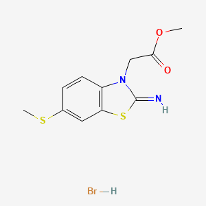 molecular formula C11H13BrN2O2S2 B1430079 methyl 2-(2-imino-6-(methylthio)benzo[d]thiazol-3(2H)-yl)acetate hydrobromide CAS No. 1949816-68-5