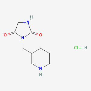 molecular formula C9H16ClN3O2 B1430081 3-(Piperidin-3-ylmethyl)imidazolidine-2,4-dione hydrochloride CAS No. 1396785-55-9