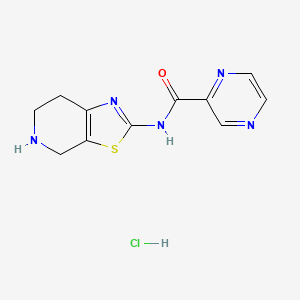 molecular formula C11H12ClN5OS B1430082 N-(4,5,6,7-四氢[1,3]噻唑并[5,4-c]吡啶-2-基)吡嗪-2-甲酰胺盐酸盐 CAS No. 1351644-57-9
