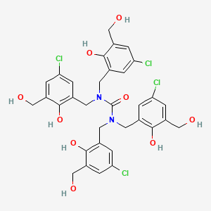 molecular formula C33H32Cl4N2O9 B14300863 N,N,N',N'-Tetrakis{[5-chloro-2-hydroxy-3-(hydroxymethyl)phenyl]methyl}urea CAS No. 116584-25-9