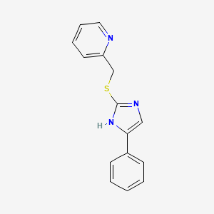 molecular formula C15H13N3S B14300927 Pyridine, 2-[[(4-phenyl-1H-imidazol-2-yl)thio]methyl]- CAS No. 112058-72-7