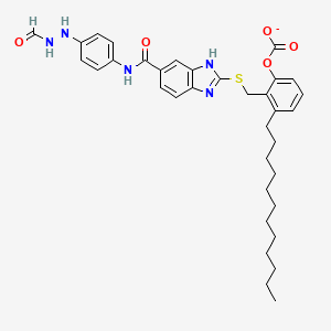 molecular formula C35H42N5O5S- B14301024 3-Dodecyl-2-{[(6-{[4-(2-formylhydrazinyl)phenyl]carbamoyl}-1H-benzimidazol-2-yl)sulfanyl]methyl}phenyl carbonate CAS No. 112308-96-0
