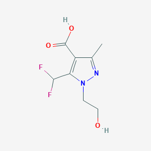 molecular formula C8H10F2N2O3 B1430141 5-(二氟甲基)-1-(2-羟乙基)-3-甲基-1H-吡唑-4-羧酸 CAS No. 1384427-77-3