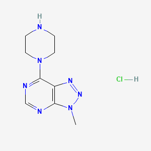molecular formula C9H14ClN7 B1430147 3-Methyl-7-piperazin-1-yl-3H-[1,2,3]triazolo[4,5-d]pyrimidine hydrochloride CAS No. 1351623-43-2