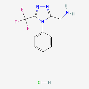 molecular formula C10H10ClF3N4 B1430158 {[4-phenyl-5-(trifluoromethyl)-4H-1,2,4-triazol-3-yl]methyl}amine hydrochloride CAS No. 1351659-12-5