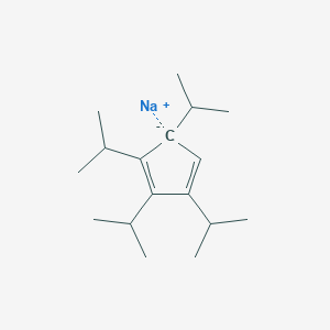 molecular formula C17H29Na B14301595 sodium;1,2,3,5-tetra(propan-2-yl)cyclopenta-1,3-diene CAS No. 123278-30-8
