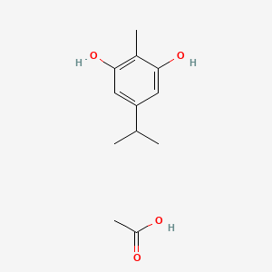 molecular formula C12H18O4 B14302060 Acetic acid;2-methyl-5-propan-2-ylbenzene-1,3-diol CAS No. 113105-43-4