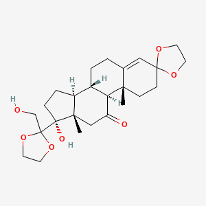 molecular formula C25H36O7 B1430209 (8S,9S,10R,13S,14S,17R)-17-Hydroxy-17-[2-(hydroxymethyl)-1,3-dioxolan-2-yl]-10,13-dimethyl-1,6,7,8,9,10,12,13,14,15,16,17-dodecahydrospiro[cyclopenta[a]phenanthrene-3,2'-[1,3]dioxolan]-11(2H)-one CAS No. 881179-77-7