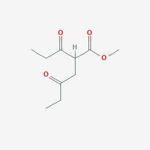 molecular formula C10H16O4 B14302151 Hexanoic acid, 4-oxo-2-(1-oxopropyl)-, methyl ester CAS No. 113277-47-7
