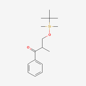 molecular formula C16H26O2Si B14302304 1-Propanone, 3-[[(1,1-dimethylethyl)dimethylsilyl]oxy]-2-methyl-1-phenyl- CAS No. 116047-21-3