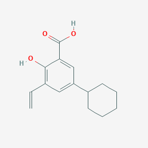 molecular formula C15H18O3 B14302594 5-Cyclohexyl-3-ethenyl-2-hydroxybenzoic acid CAS No. 113412-23-0