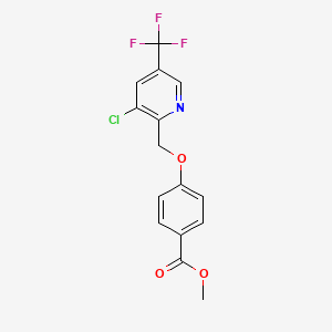 molecular formula C15H11ClF3NO3 B1430278 Methyl 4-{[3-chloro-5-(trifluoromethyl)pyridin-2-yl]methoxy}benzoate CAS No. 1565827-80-6