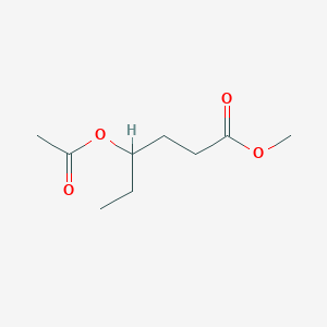 molecular formula C9H16O4 B14302873 Hexanoic acid, 4-(acetyloxy)-, methyl ester CAS No. 112059-09-3