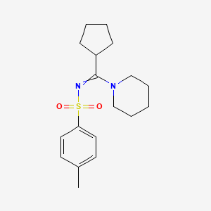 molecular formula C18H26N2O2S B14303240 N-[Cyclopentyl(piperidin-1-yl)methylidene]-4-methylbenzene-1-sulfonamide CAS No. 112777-98-7