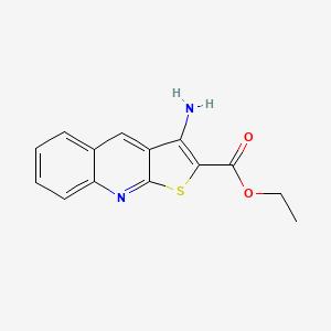 molecular formula C14H12N2O2S B14303310 Thieno[2,3-b]quinoline-2-carboxylic acid, 3-amino-, ethyl ester CAS No. 116705-08-9