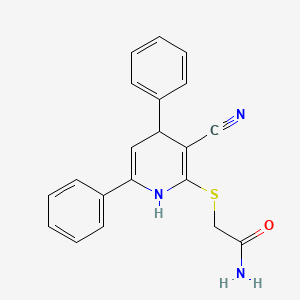 molecular formula C20H17N3OS B14303372 2-[(3-Cyano-4,6-diphenyl-1,4-dihydropyridin-2-yl)sulfanyl]acetamide CAS No. 112475-75-9